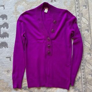 J. Crew Cashmere Henley vibrant fuschia